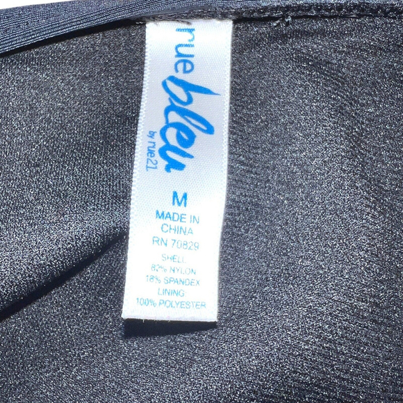 Rue Blue Bikini Turquoise Blue Black Tribal Print Medium Sewn in Cup Strapless - Picture 3 of 5